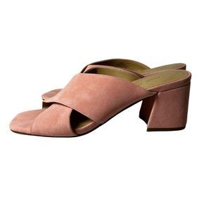 Nine West Glimpse Cross Open Toe Slide‎ On Faux Leather Sandals Size 8M Pink